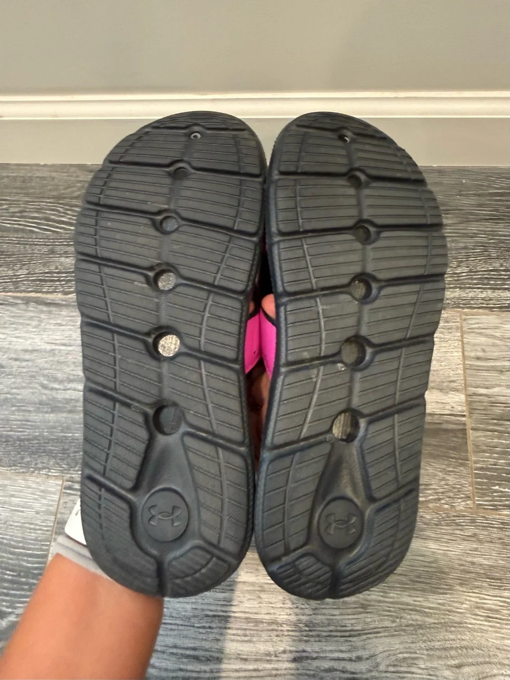 Under Armour Kids Hot Pink and Black Adjustable Slide Sandals